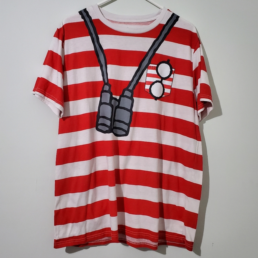 Red and White Striped Pajama Top
